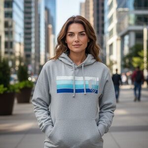 District Gray United healthcare  Hoodie with Blue Stripes